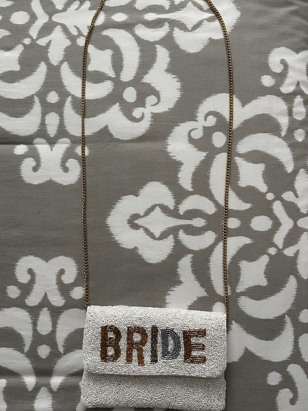 Bride Beaded Crossbody Bag in White